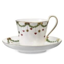 Star Fluted Christmas High Handle Cup & Saucer